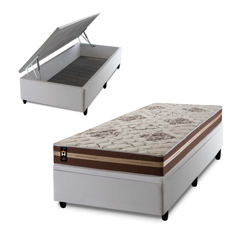Conjunto Box Baú Chicago 96x203 Marrom Espuma D33 King House
