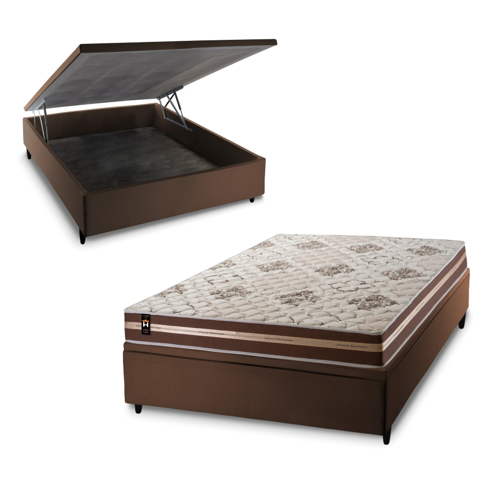 Cama Box Baú Chicago 138x188 Marrom Espuma D33 King House