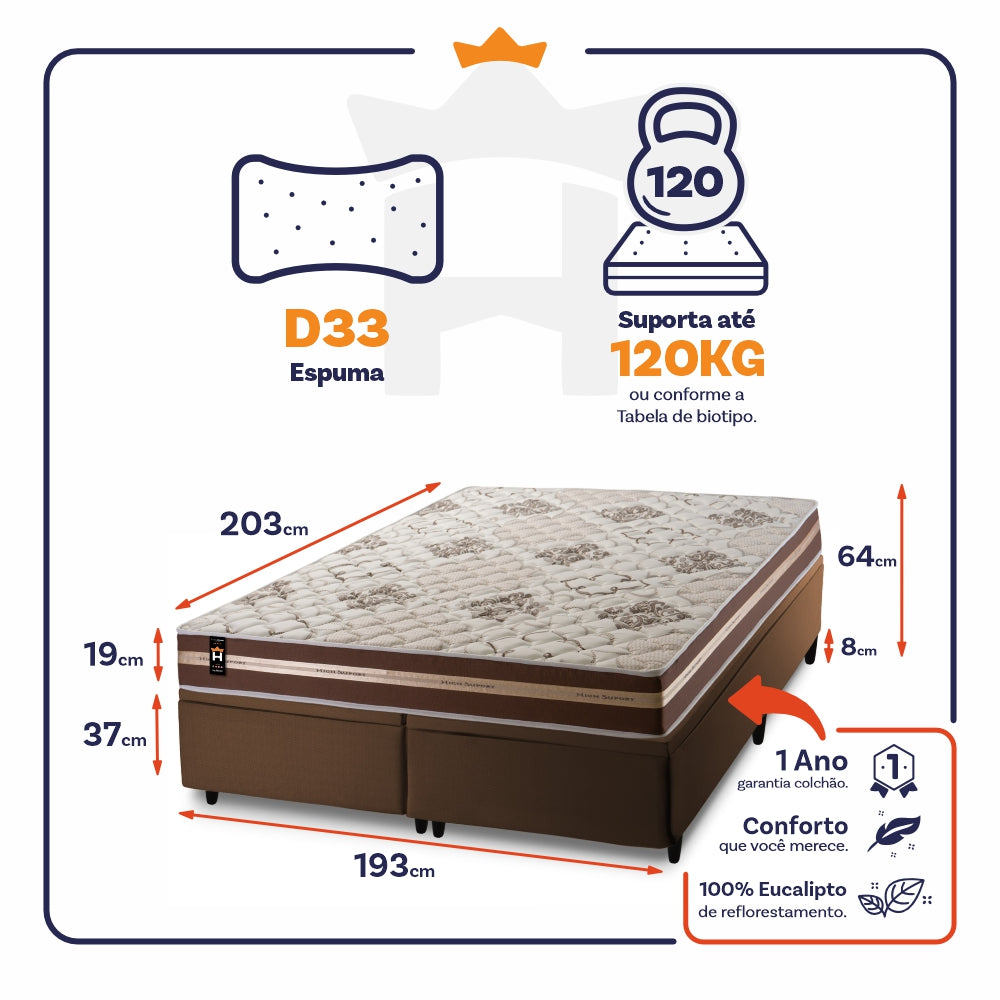 Cama Box Baú Chicago Espuma D33 193x203 Marrom King House