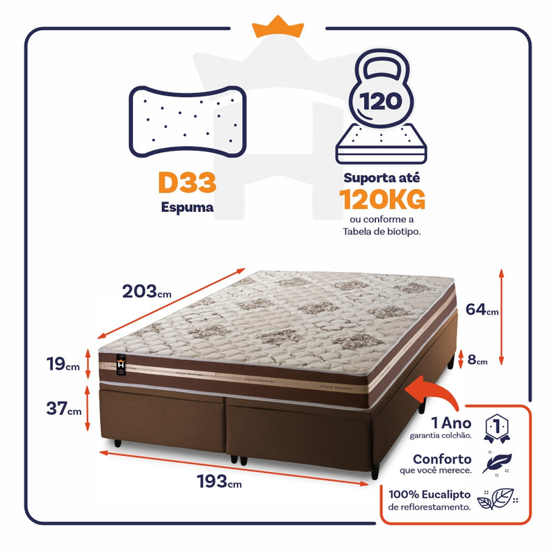 Cama Box Baú Chicago Espuma D33 193x203 Marrom King House