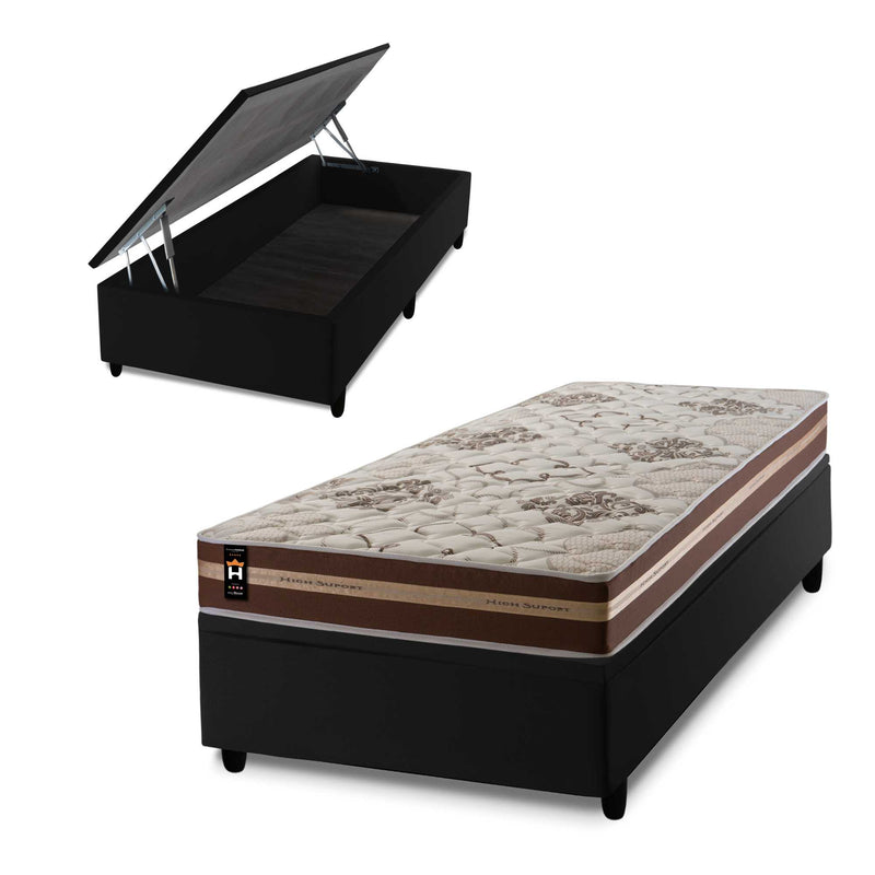 Cama Box Baú Chicago 88x188 Preto Espuma D33 King House