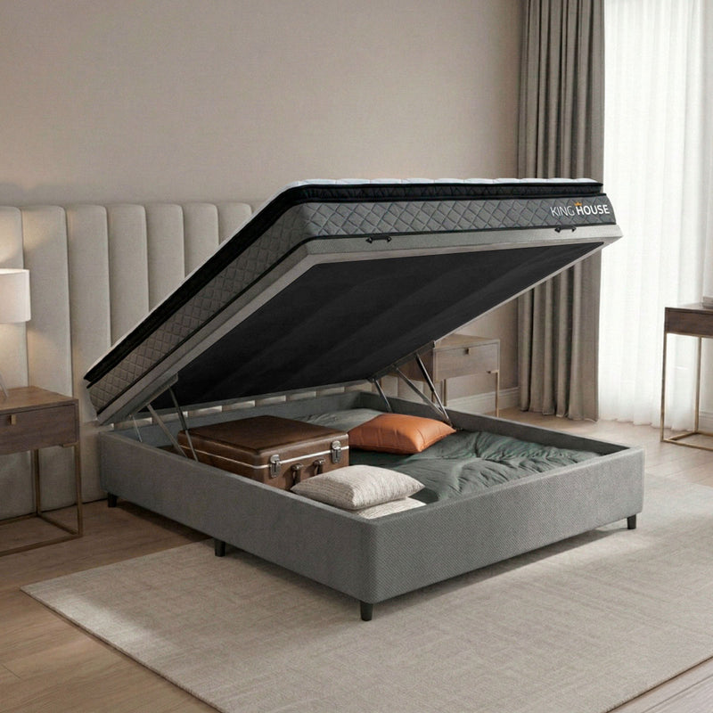 Cama Box Baú Chicago Casal 138x188 Cinza Espuma D33