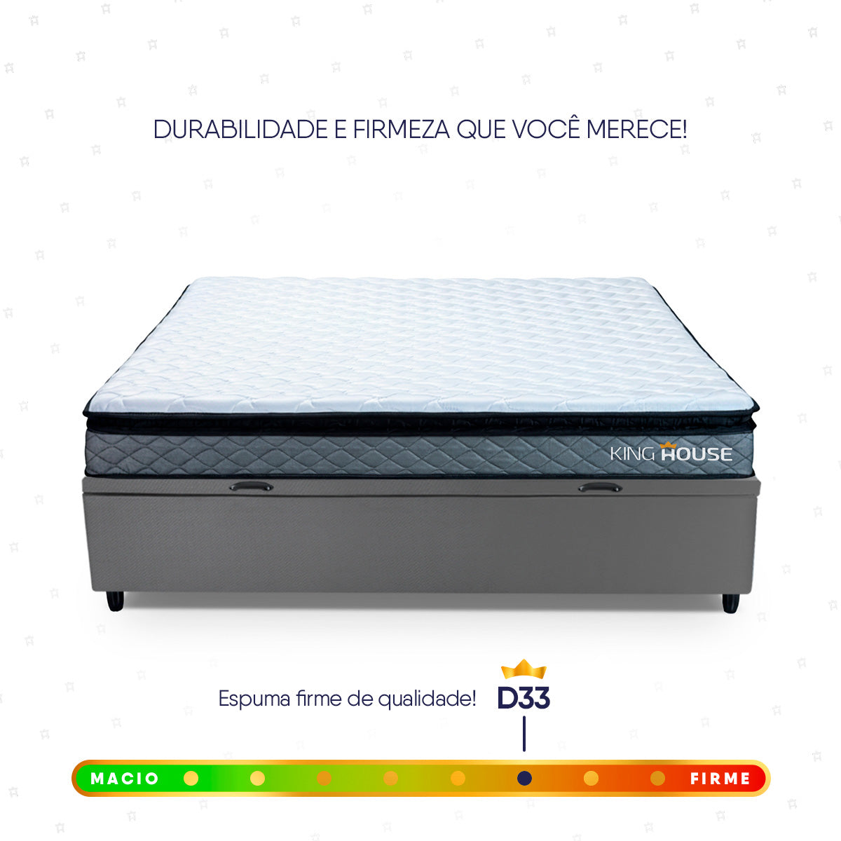 Cama Box Baú Chicago Casal 138x188 Cinza Espuma D33