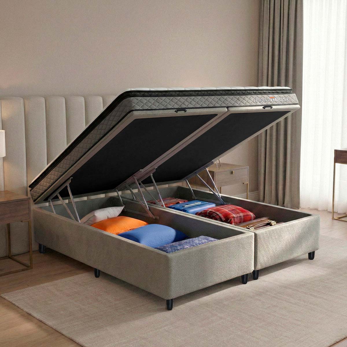Cama Box Baú Chicago Espuma D33 193x203 Cinza