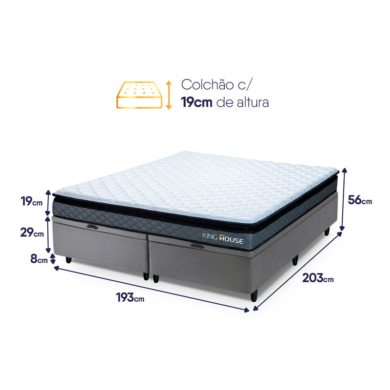 Cama Box Baú Chicago Espuma D33 193x203 Cinza