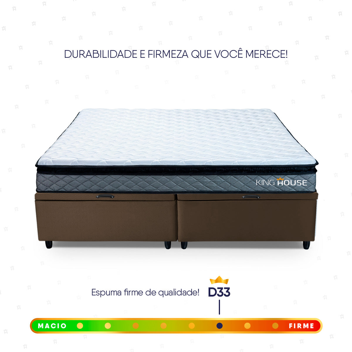 Cama Box Baú Chicago Espuma D33 158x198 Cinza e Marrom