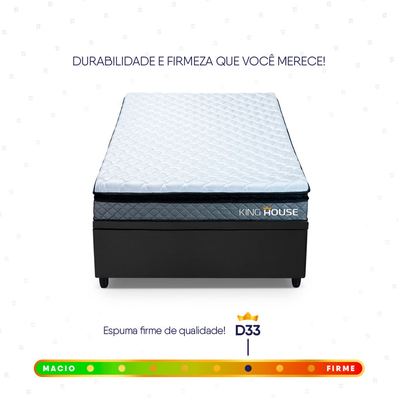 Cama Box Baú Chicago 88x188 Cinza e Preto