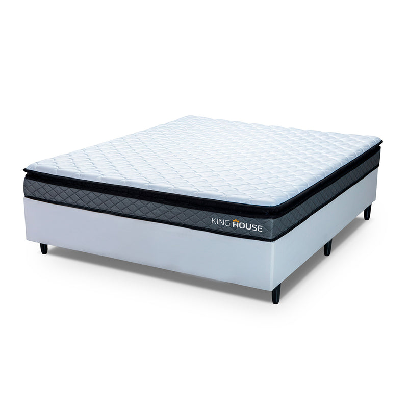 Cama Box Espuma Chicago Casal 138x188 Branco