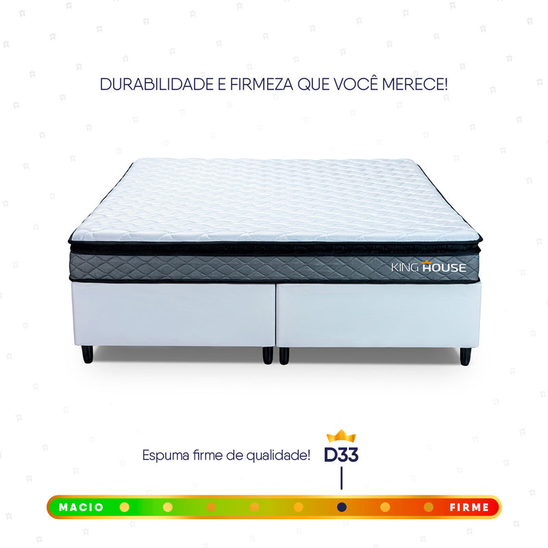 Cama Box Chicago Espuma King 193x203 Cinza e Branco Espuma D33