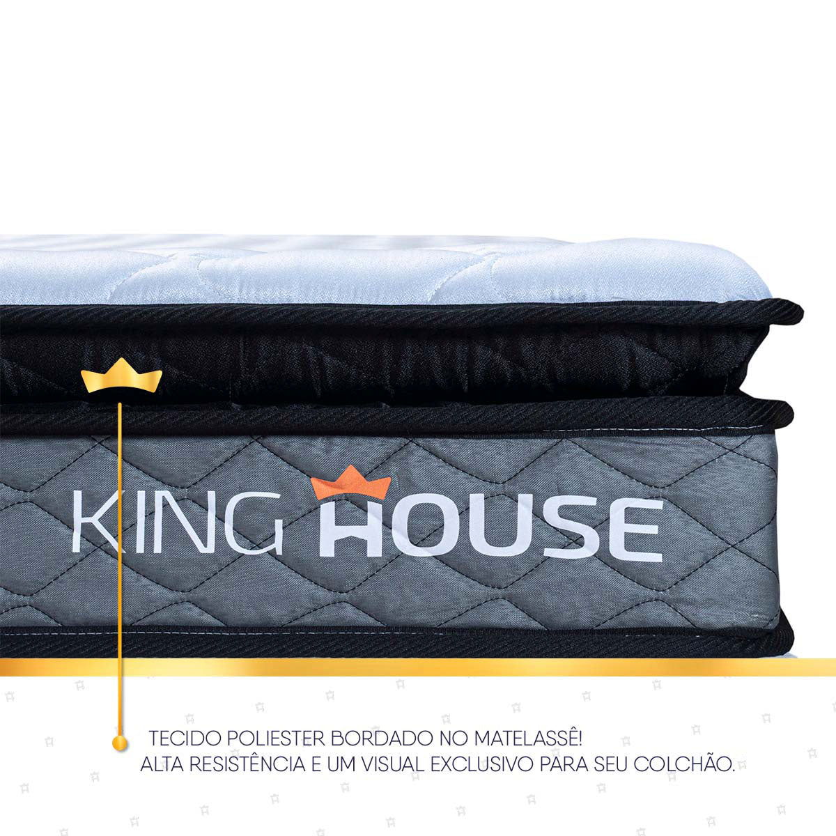 Cama Box Chicago Espuma King 193x203 Cinza e Branco Espuma D33