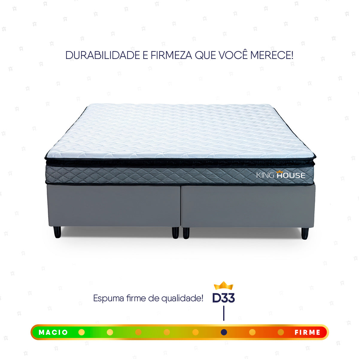 Cama Box Chicago Espuma King 193x203 Cinza Espuma D33