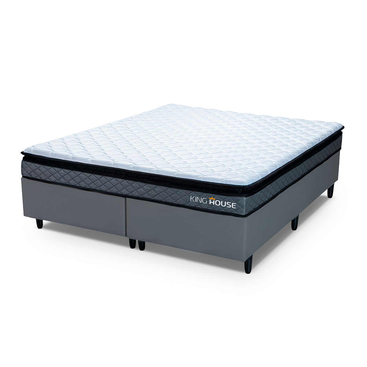Cama Box Chicago Espuma King 193x203 Cinza Espuma D33