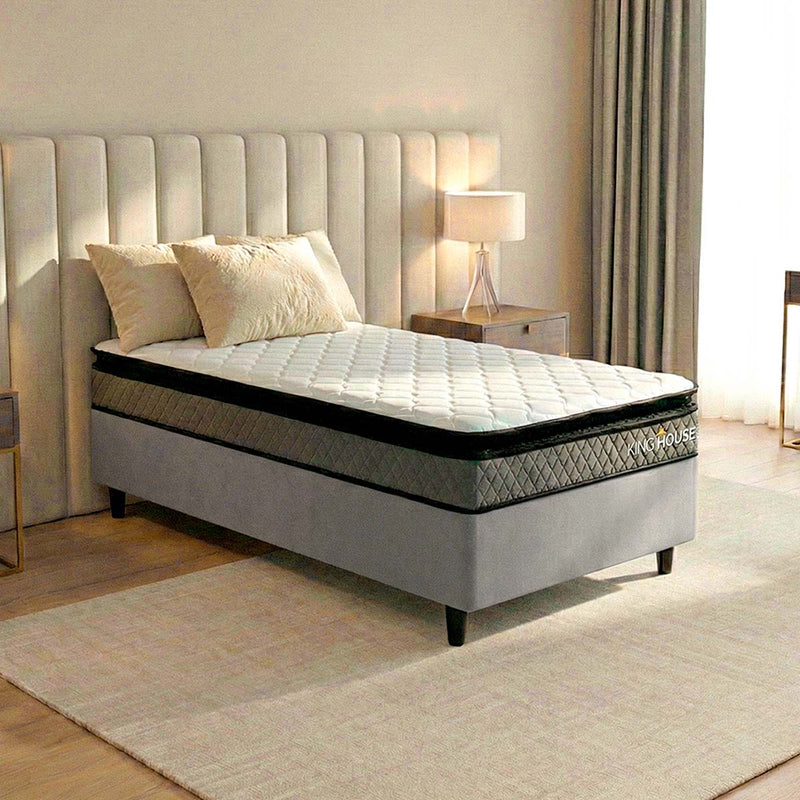 Cama Box Espuma Chicago Solteiro 88x188 Cinza Espuma D33