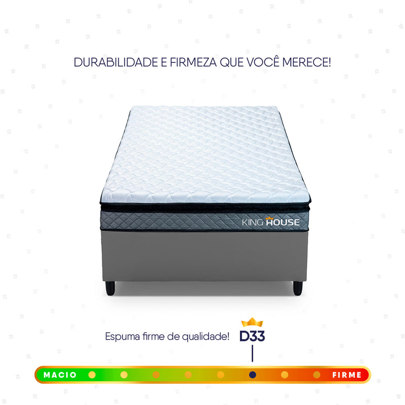 Cama Box Espuma Chicago Solteiro 88x188 Cinza Espuma D33