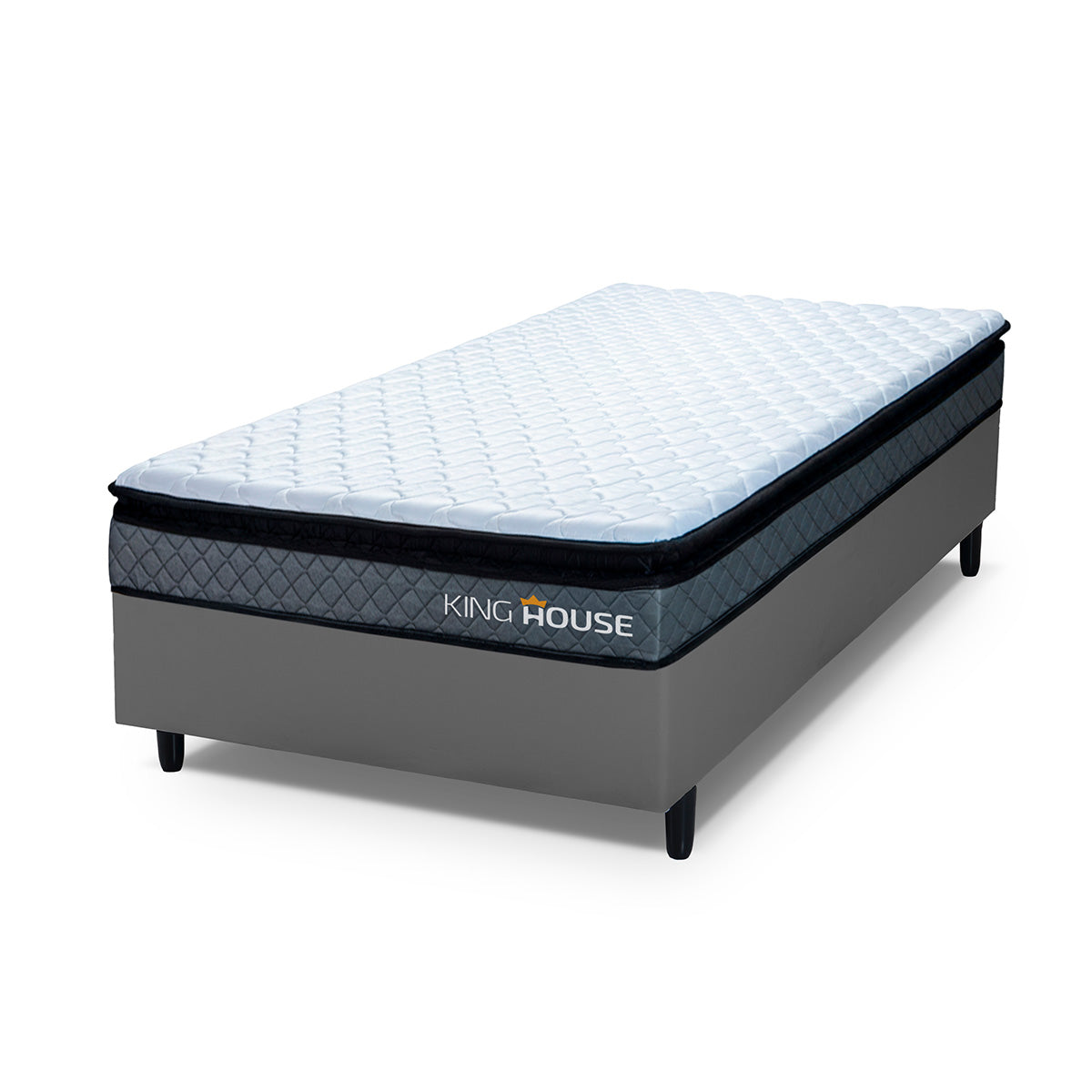 Cama Box Espuma Chicago Solteiro 88x188 Cinza Espuma D33