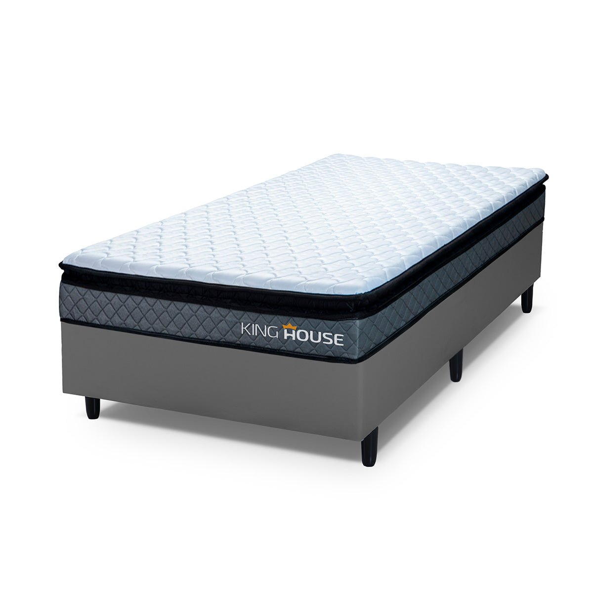 Cama Box Espuma Chicago Solteirão 96x203 Cinza Espuma D33