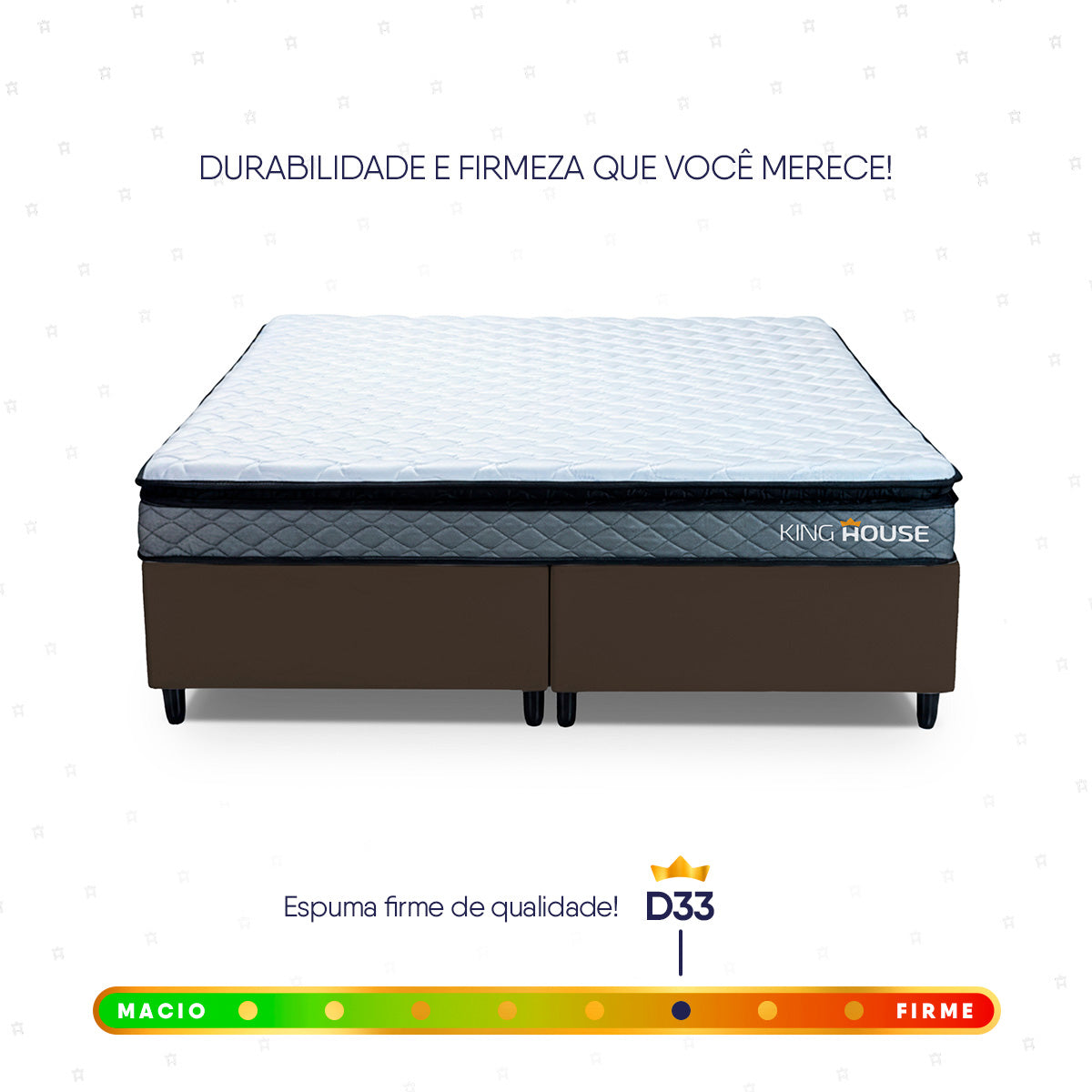 Cama Box Chicago Espuma King 193x203 Cinza e Marrom Espuma D33