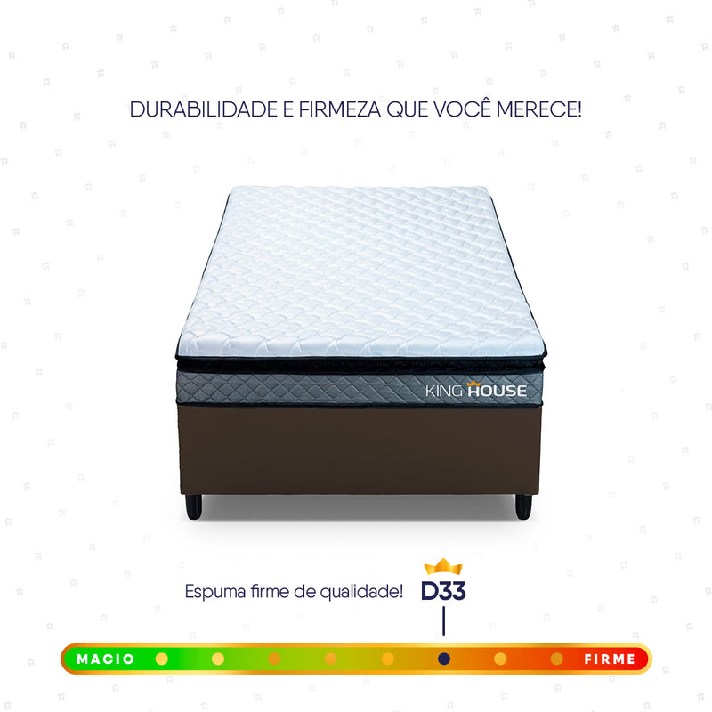 Cama Box Espuma Chicago Solteiro 88x188 Cinza e Marrom Espuma D33