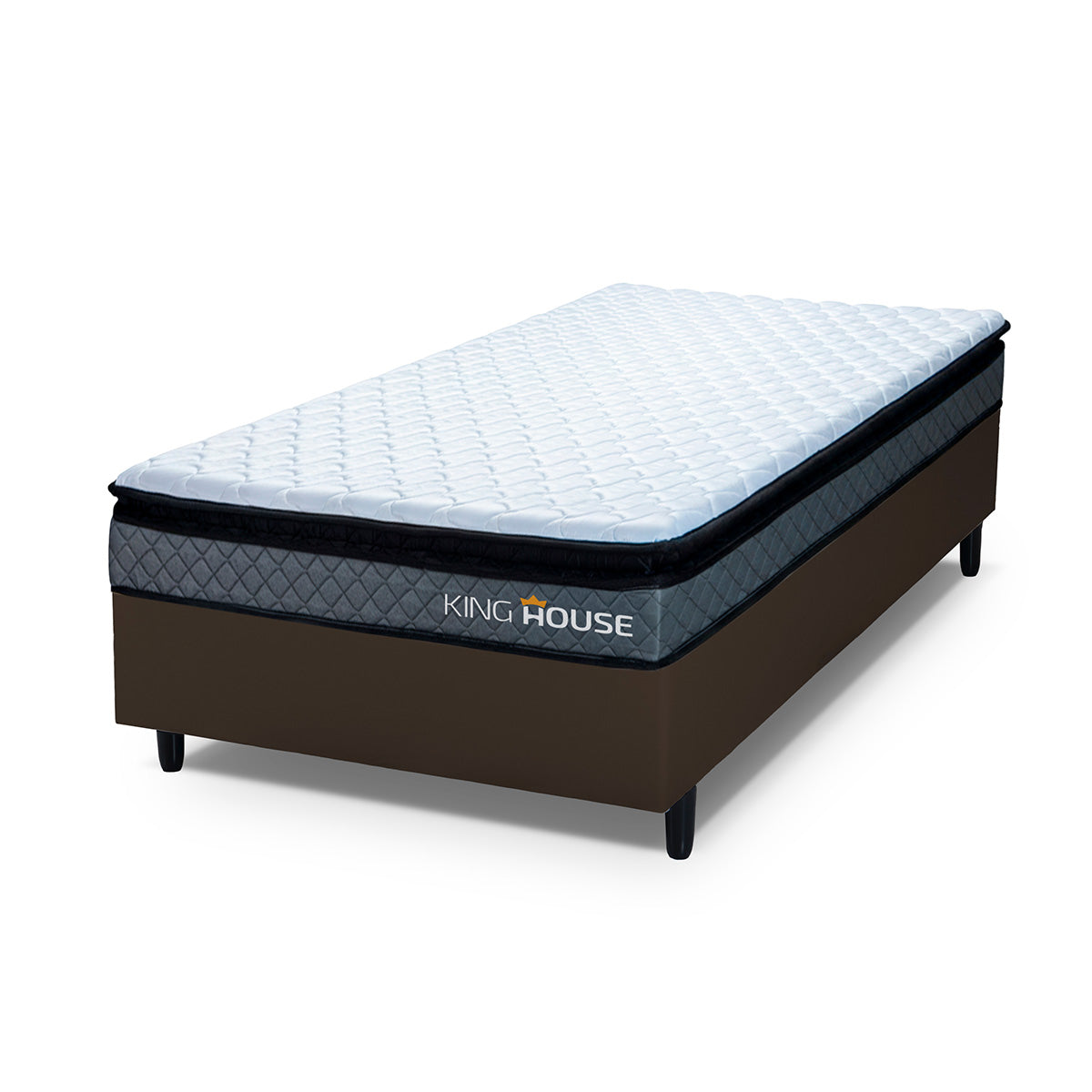 Cama Box Espuma Chicago Solteiro 88x188 Cinza e Marrom Espuma D33