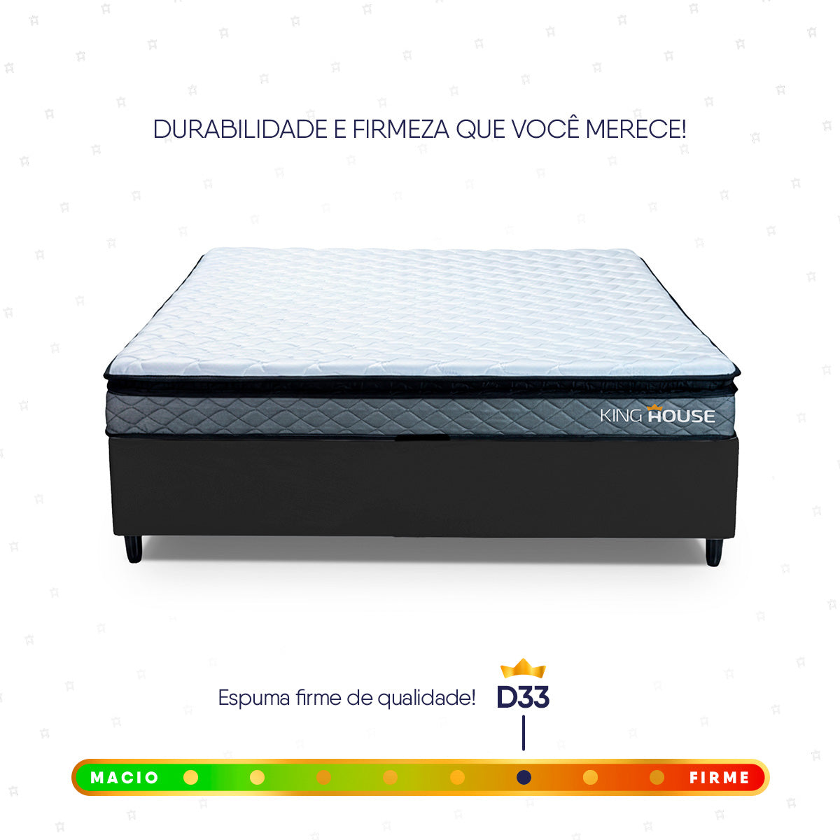Cama Box Espuma Chicago Casal 138x188 Cinza