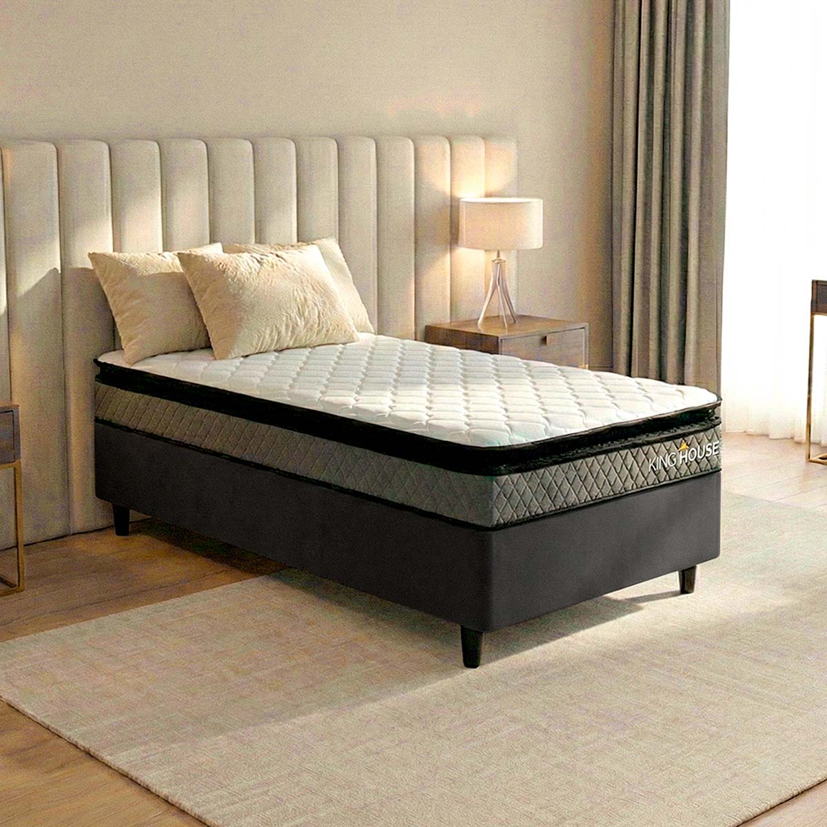 Cama Box Espuma Chicago Solteiro 88x188 Preto