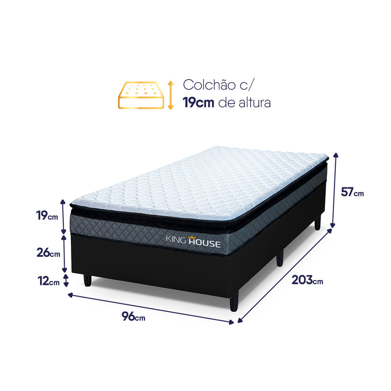 Cama Box Espuma Chicago Solteirão 96x203 Preto