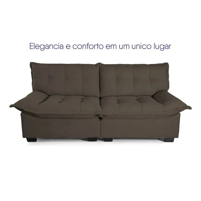Conjunto Sofá Coliseu 3 e 2 Lugares Bouclê Cafe