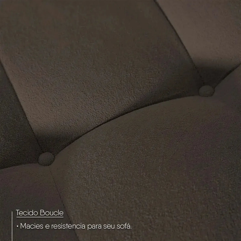 Conjunto Sofá Coliseu 3 e 2 Lugares Bouclê Cafe