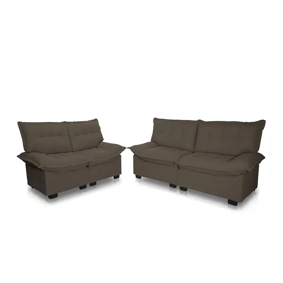Conjunto Sofá Coliseu 3 e 2 Lugares Bouclê Cafe