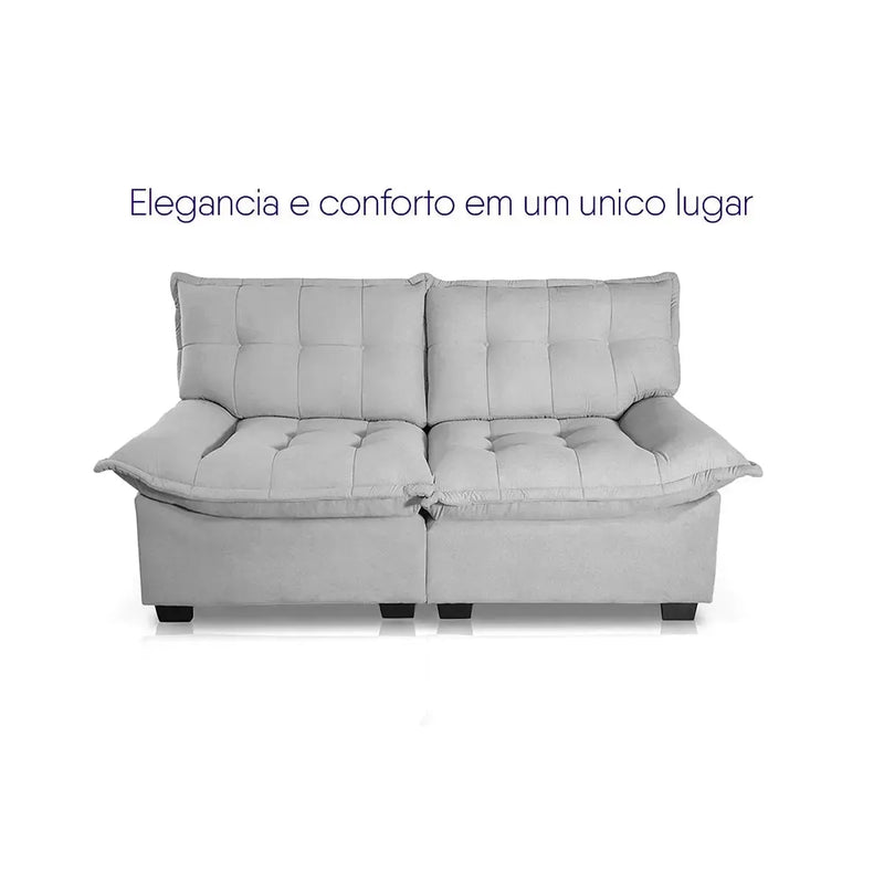 Conjunto Sofá Coliseu 3 e 2 Lugares Bouclê Cinza