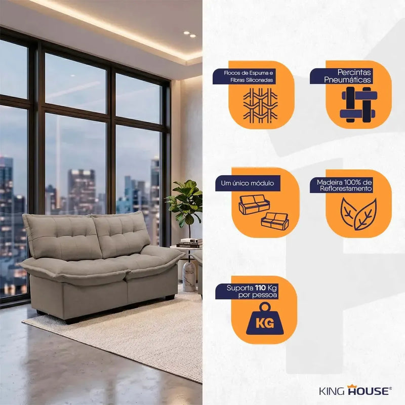 Conjunto Sofá Coliseu 3 e 2 Lug Bouclê Marrom