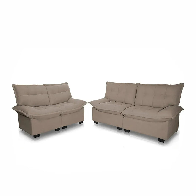 Conjunto Sofá Coliseu 3 e 2 Lugares Bouclê Marrom