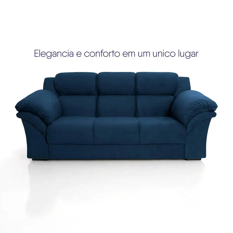 Conjunto Sofá Windsor Velut Azul 3 e 2 Lugares 2,04m e 1,59m