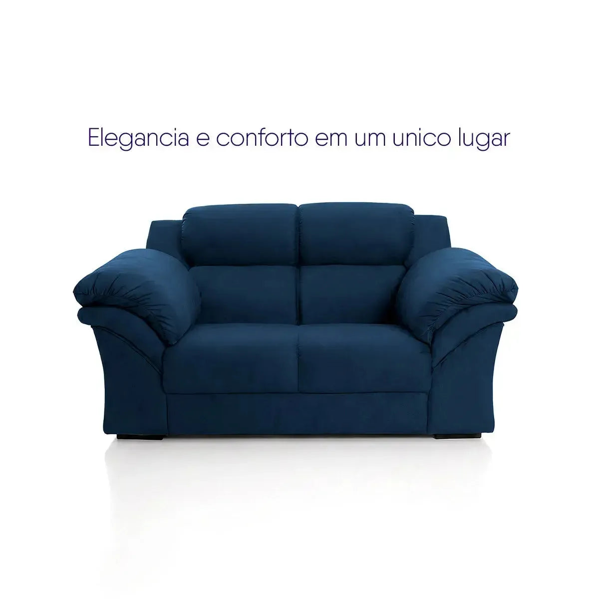 Conjunto Sofá Windsor Velut Azul 3 e 2 Lugares 2,04m e 1,59m