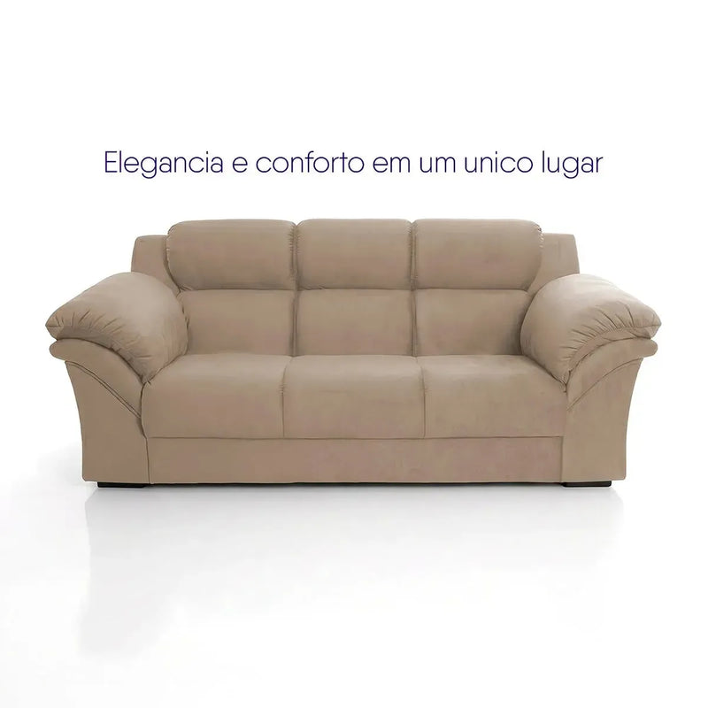 Conjunto Sofá Windsor Velut Bege 3 e 2 Lugares 2,04m e 1,59m