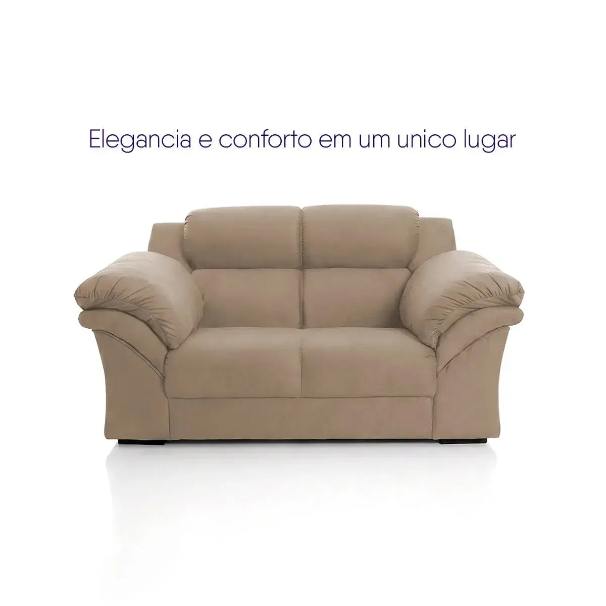 Conjunto Sofá Windsor Velut Bege 3 e 2 Lugares 2,04m e 1,59m