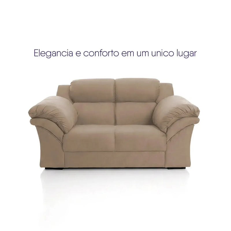 Conjunto Sofá Windsor Velut Bege 3 e 2 Lugares 2,04m e 1,59m