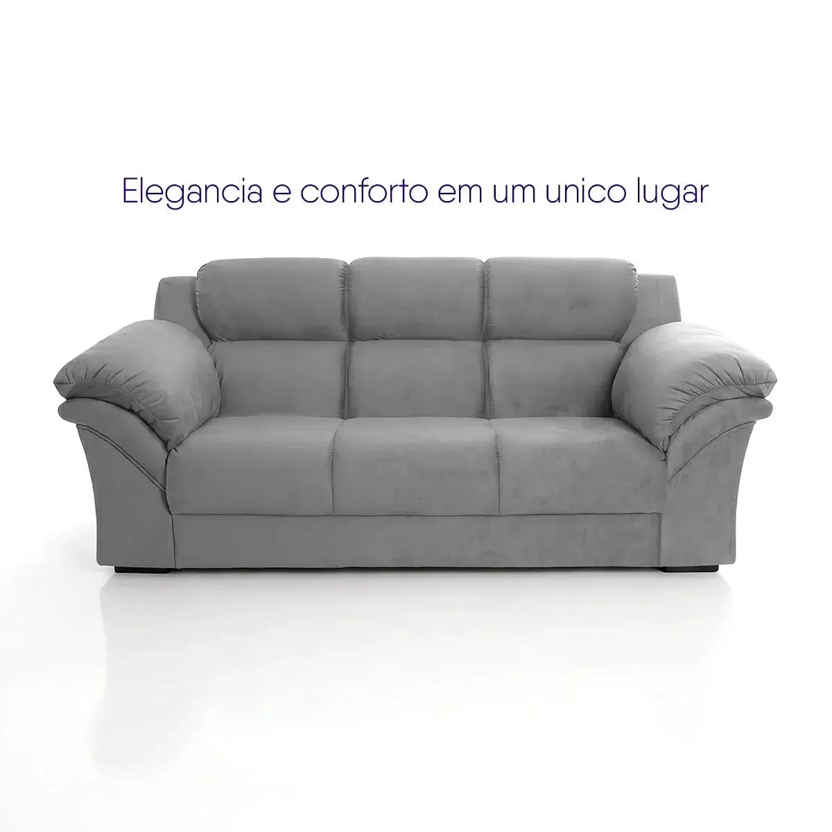 Conjunto Sofá Windsor Velut Cinza 3 e 2 Lugares 2,04m e 1,59m