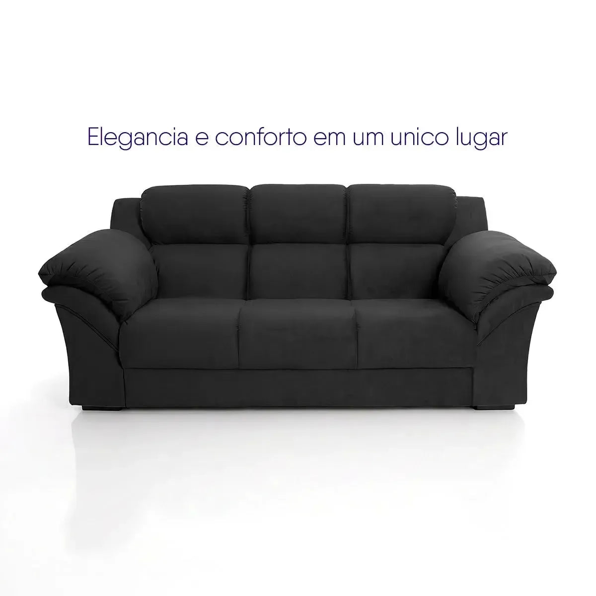 Conjunto Sofá Windsor Velut Preto 3 e 2 Lugares 2,04m e 1,59m