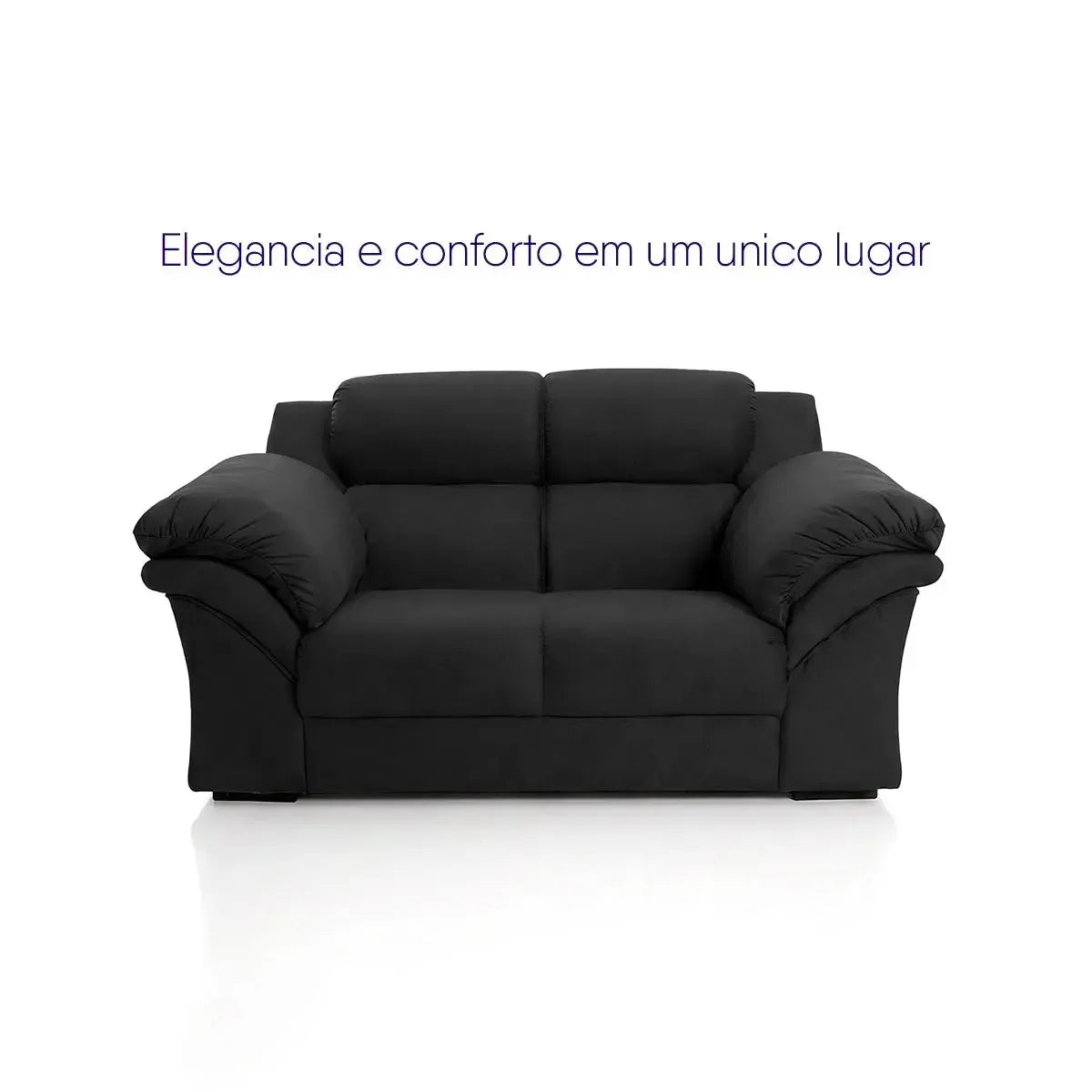 Conjunto Sofá Windsor Velut Preto 3 e 2 Lugares 2,04m e 1,59m
