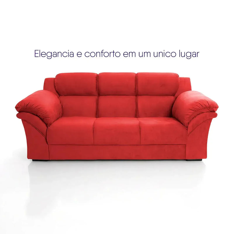 Conjunto Sofá Windsor Velut Vermelho 3 e 2 Lugares 2,04m e 1,59m