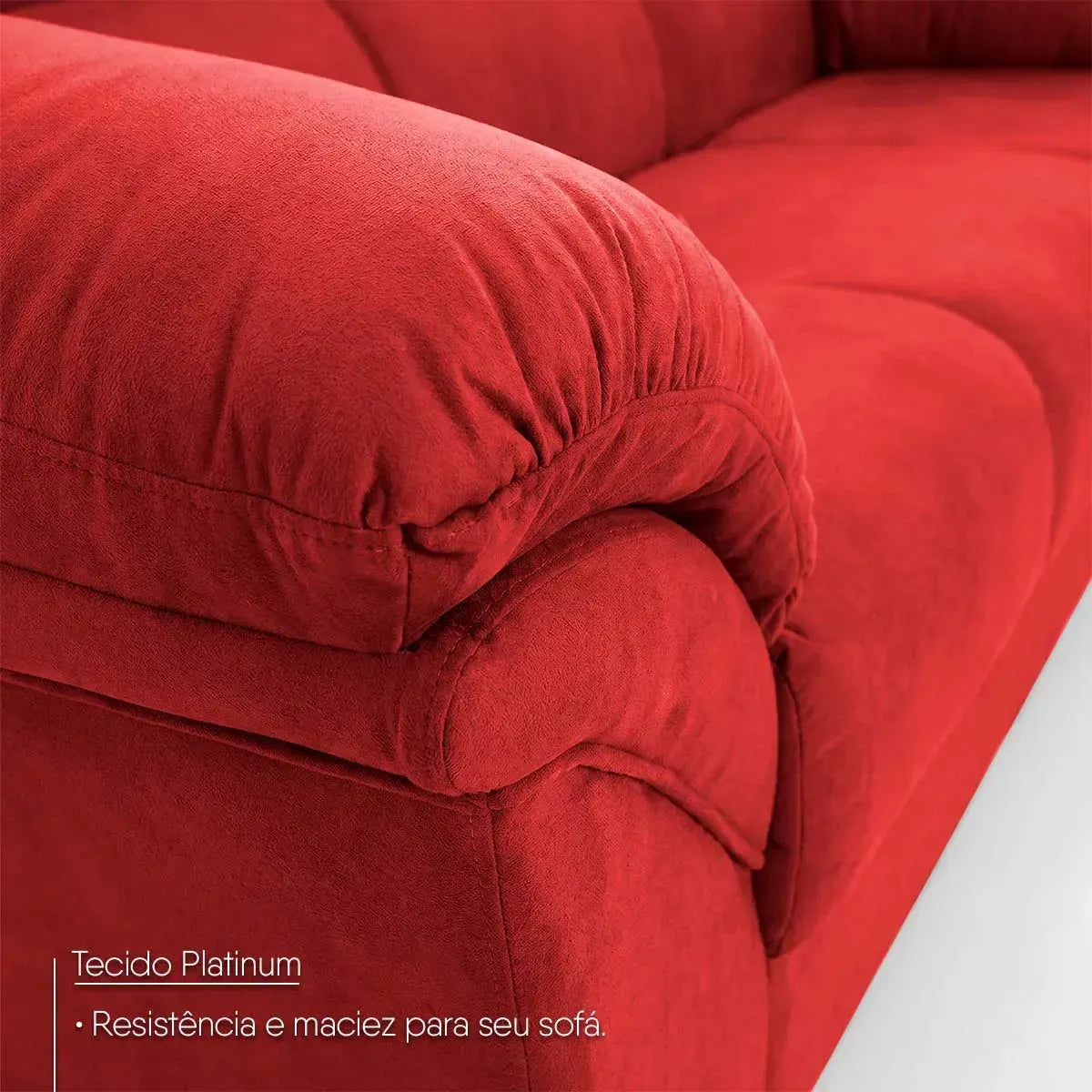 Conjunto Sofá Windsor Velut Vermelho 3 e 2 Lugares 2,04m e 1,59m