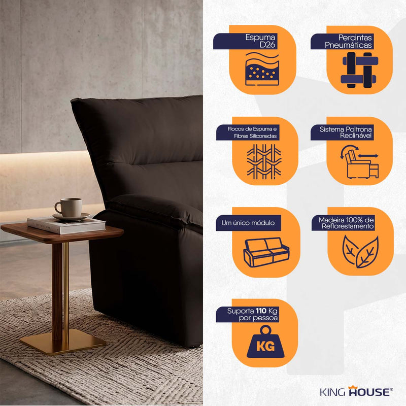Poltrona do Papai Reclinável Copenhagen Suede Marrom Chocolate