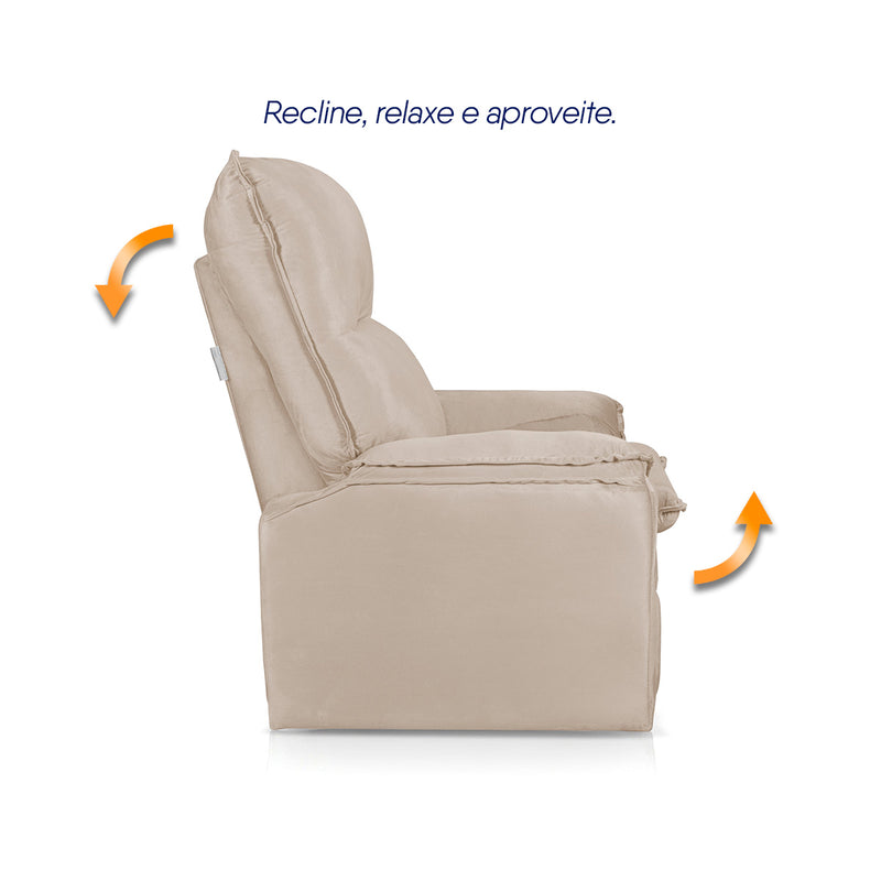 Poltrona do Papai Reclinável Copenhagen Suede Bege