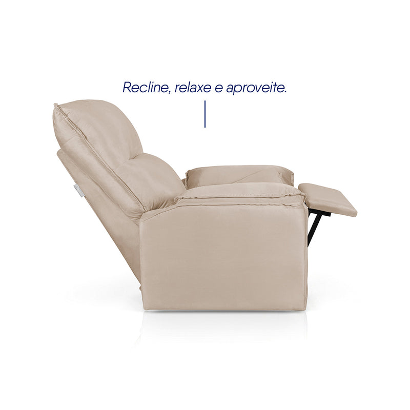 Poltrona do Papai Reclinável Copenhagen Suede Bege