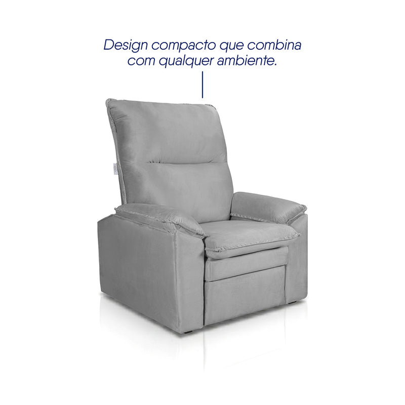Poltrona do Papai Reclinável Copenhagen Suede Cinza