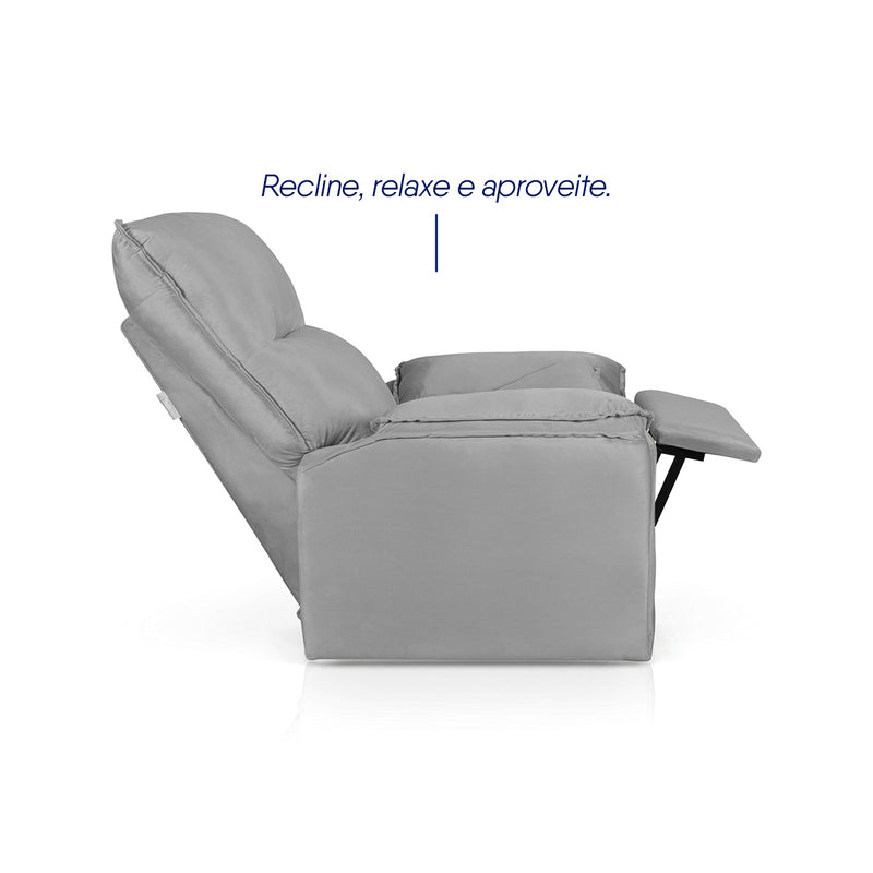 Poltrona do Papai Reclinável Copenhagen Suede Cinza