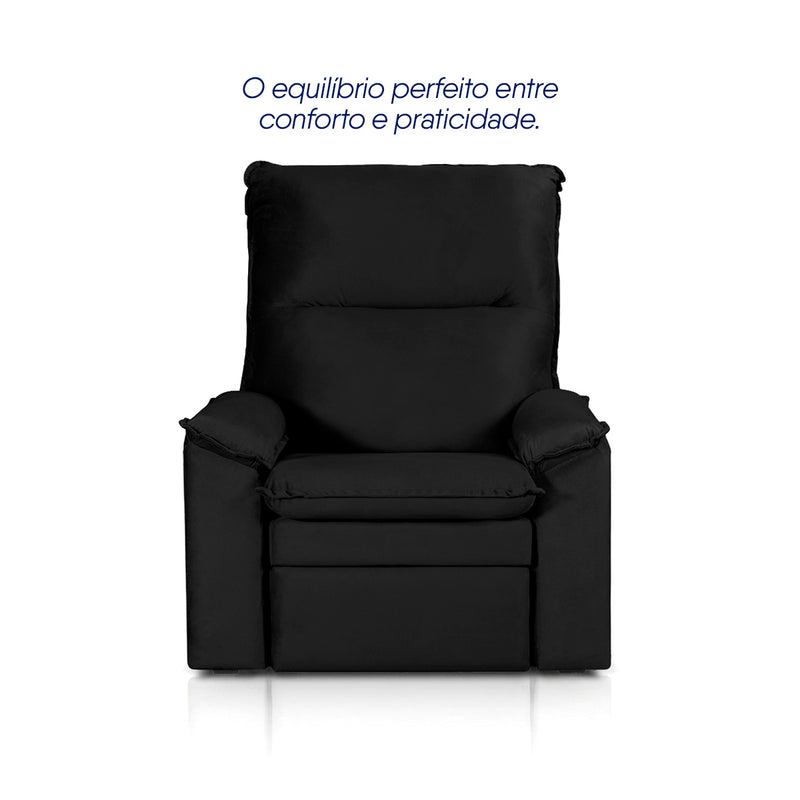 Poltrona do Papai Reclinável Copenhagen Suede Preto