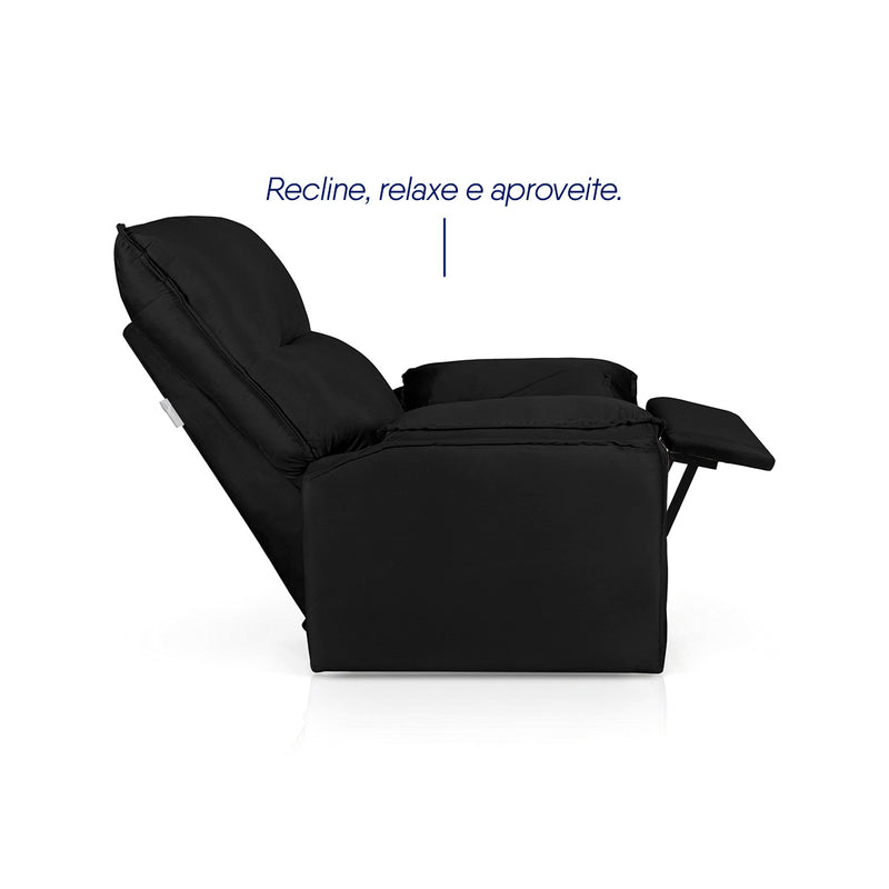 Poltrona do Papai Reclinável Copenhagen Suede Preto