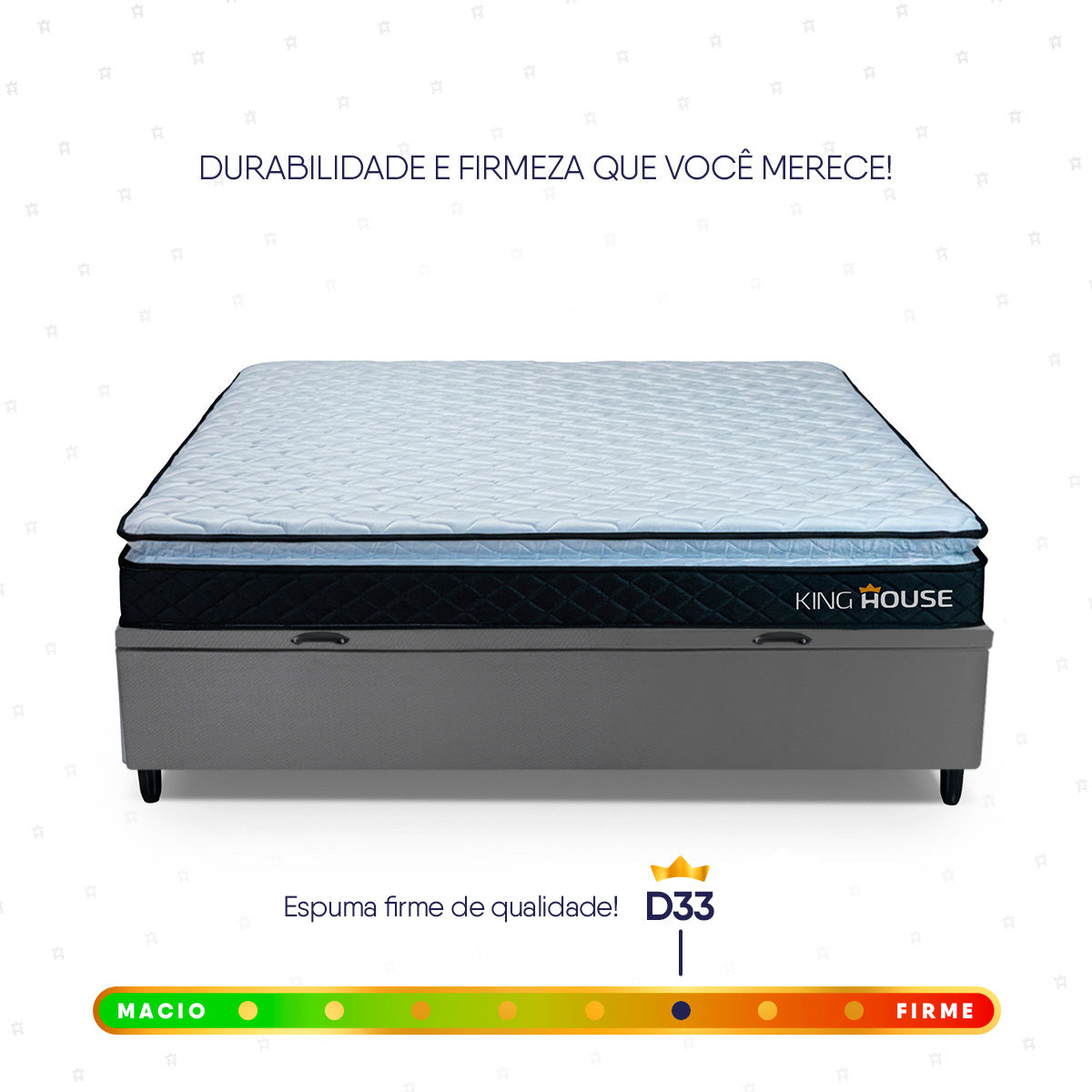 Cama Box Baú Casal 138x188 Preto e Cinza Dakota Espuma D33